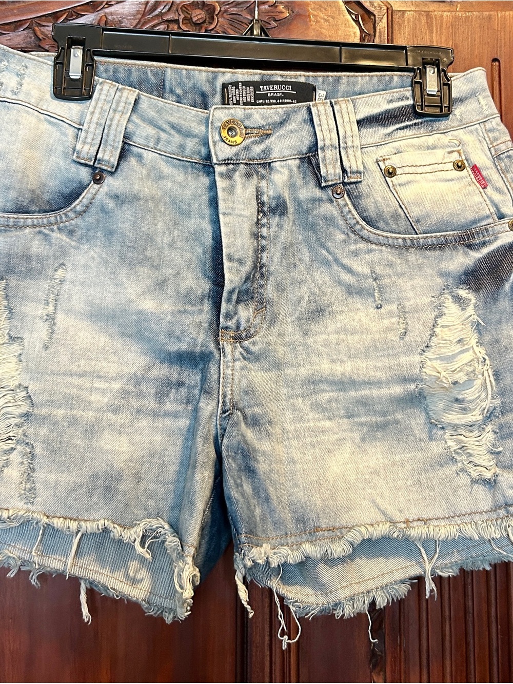 Taverucci denim shorts with lace up accents